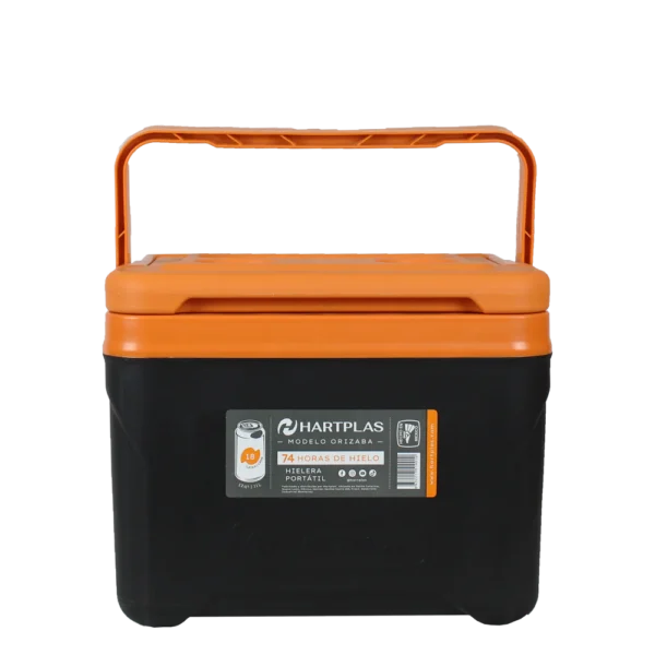 HIELERA ORIZABA 13 QT NARANJA/NEGRO